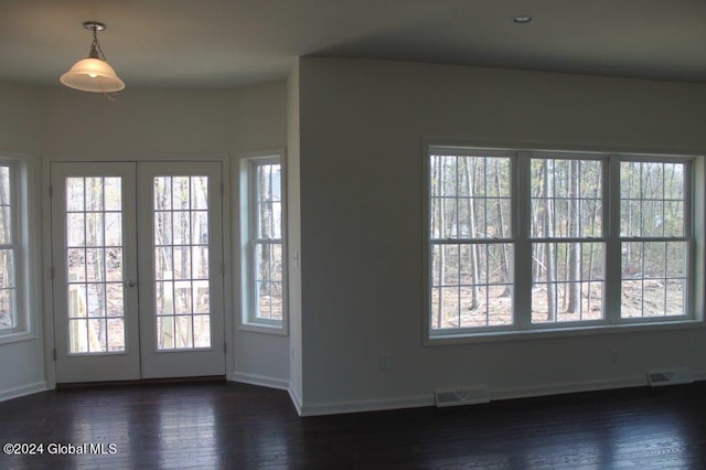 entryway featuring a healthy amount of sunlight and dark hardwood / wood-style floors