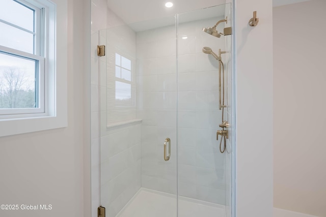 bathroom featuring a stall shower
