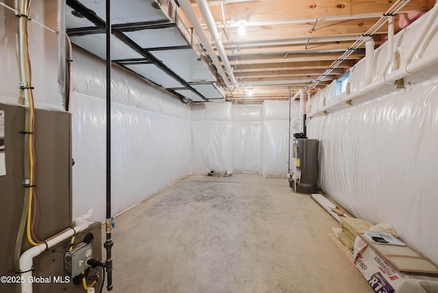 unfinished below grade area with water heater