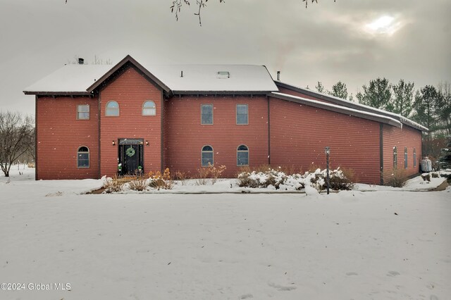 view of snow covered exterior