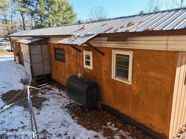 view of snow covered exterior