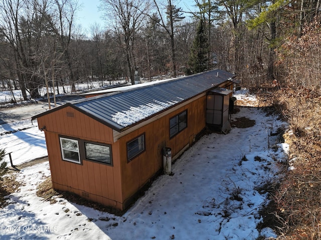 view of snow covered exterior