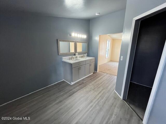 interior space featuring sink and light wood-type flooring