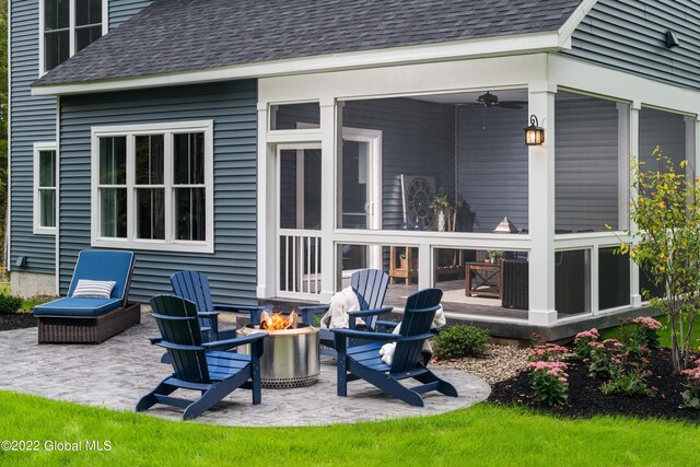 11 Huna Way Lot 16, Lake George, NY 12845 - view of patio / terrace with a fire pit