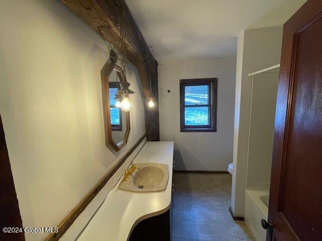 bathroom with vanity and toilet