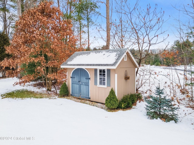 view of snow covered structure