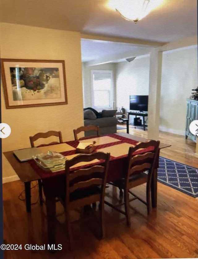 dining room with wood-type flooring