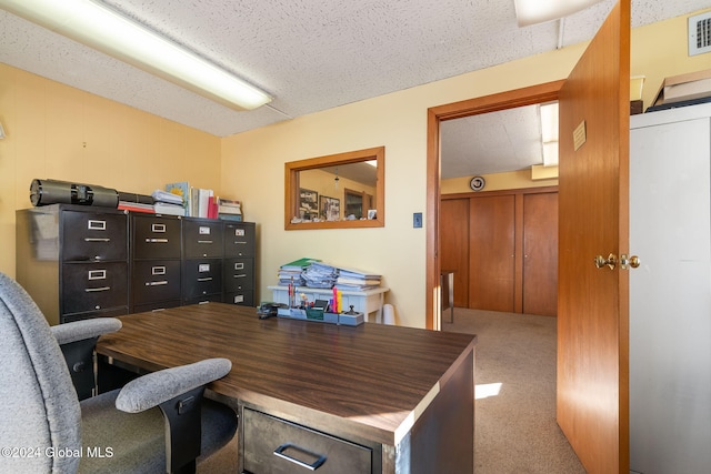 office area featuring a textured ceiling