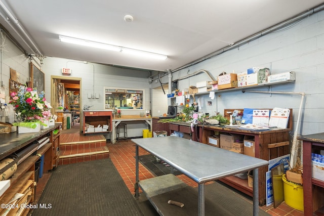 dining room featuring a workshop area