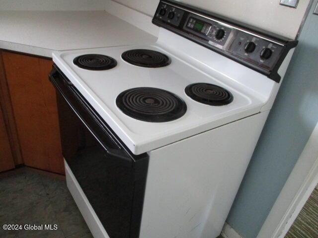 kitchen with white electric range oven