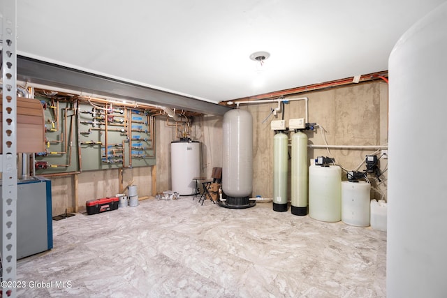 basement with water heater