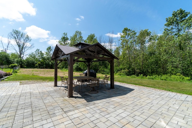 view of patio / terrace with a gazebo