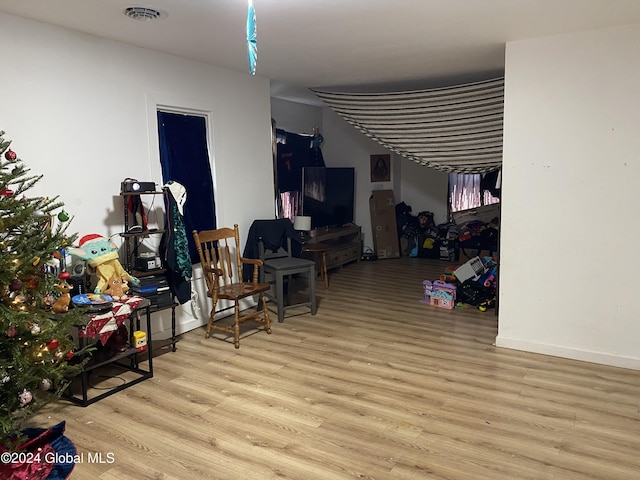 interior space with light hardwood / wood-style floors