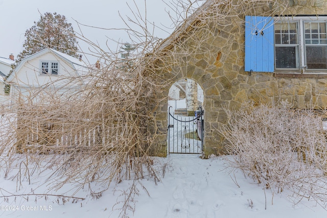 view of snow covered exterior