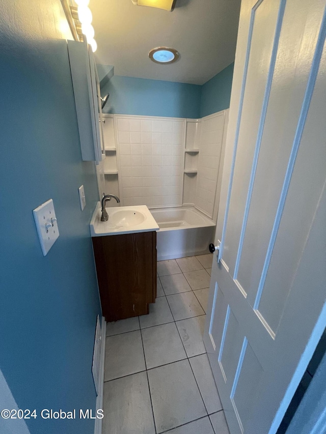 bathroom featuring tile patterned flooring and vanity