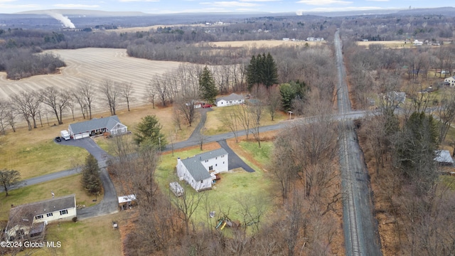 drone / aerial view with a rural view