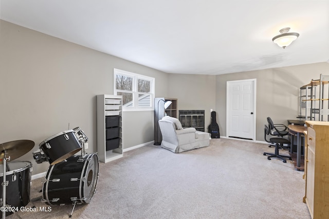 view of carpeted home office