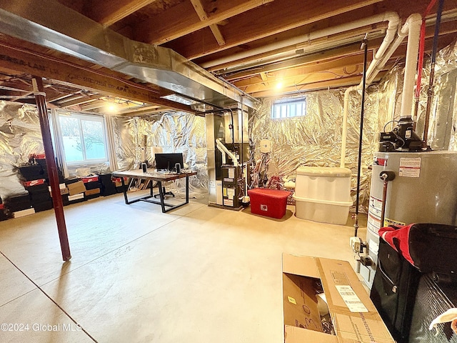 basement with gas water heater