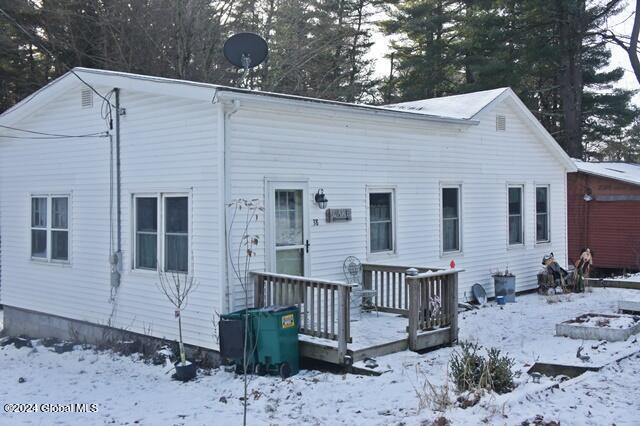 view of snow covered property