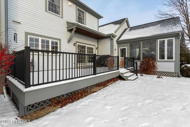 view of snow covered property