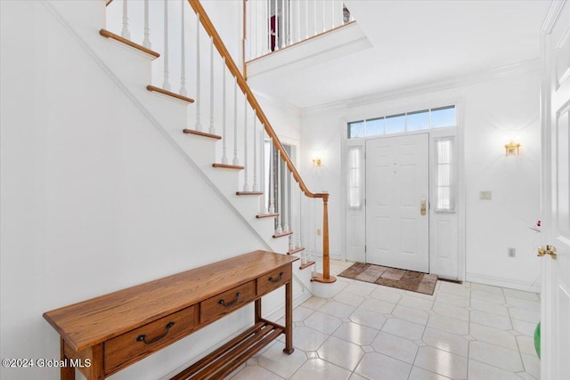 foyer with ornamental molding