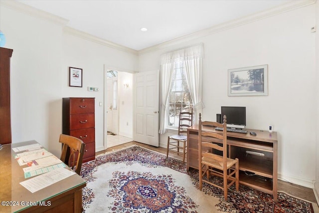 office area with crown molding