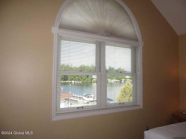 room details featuring a water view