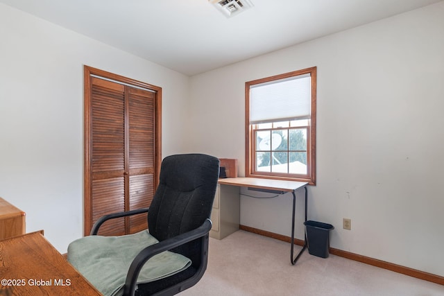 office area with light carpet