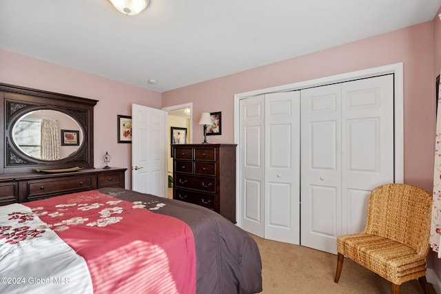 bedroom with a closet and carpet