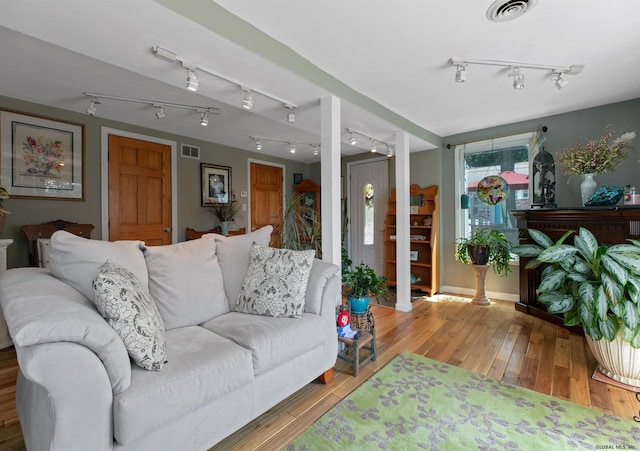 living room with light wood-type flooring