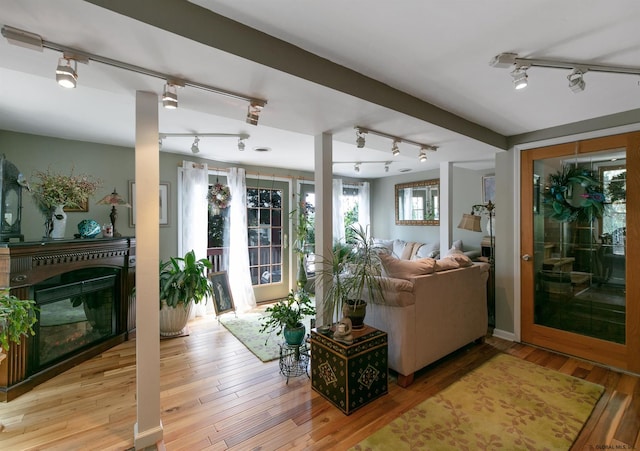 living room with light wood-type flooring