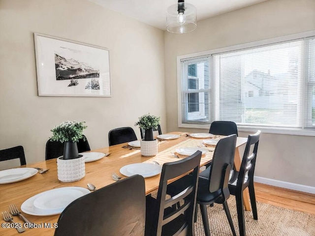 dining area featuring wood-type flooring