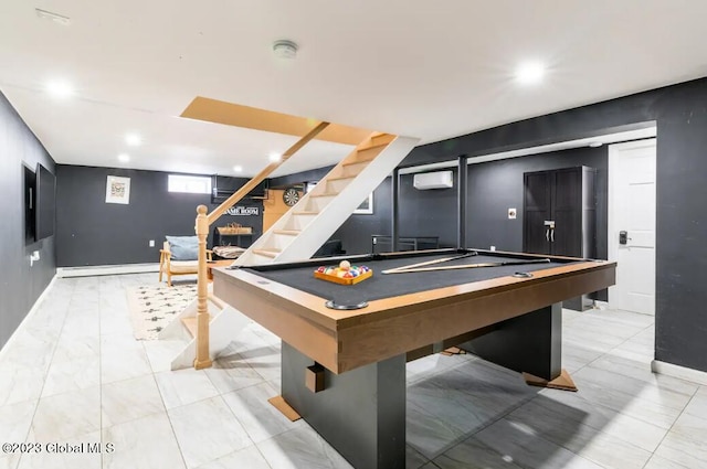 rec room featuring a baseboard heating unit and pool table