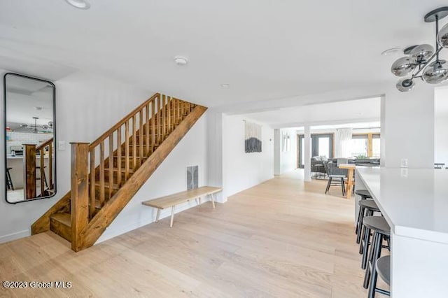 living room with light wood-type flooring