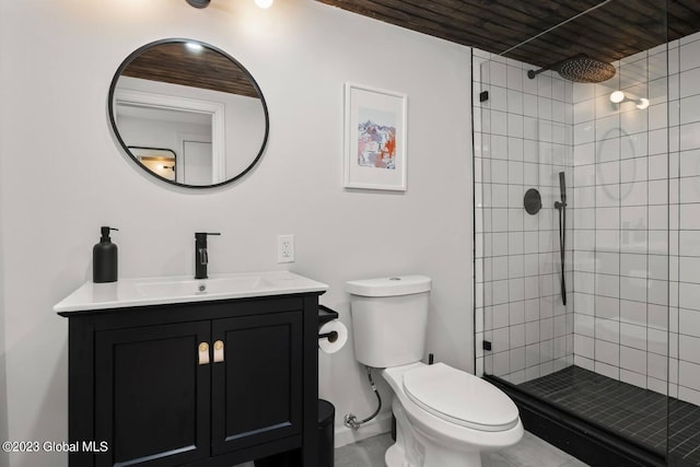 7913 Main St, Hunter, NY 12442 - bathroom featuring a tile shower, vanity, and toilet