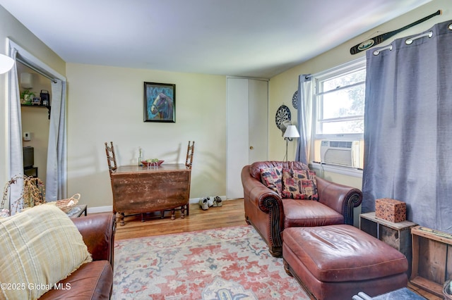 292 N Main St, Northville, NY 12134 - living room featuring wood finished floors, cooling unit, and baseboards