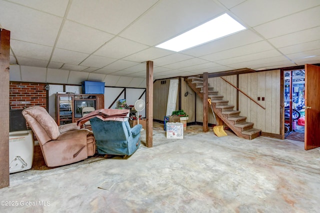 292 N Main St, Northville, NY 12134 - finished below grade area featuring stairs and a paneled ceiling