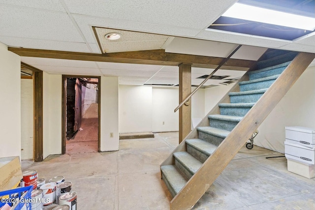 basement with a drop ceiling