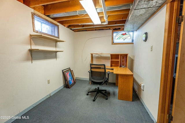 view of carpeted office space