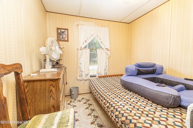 living area featuring light tile patterned floors