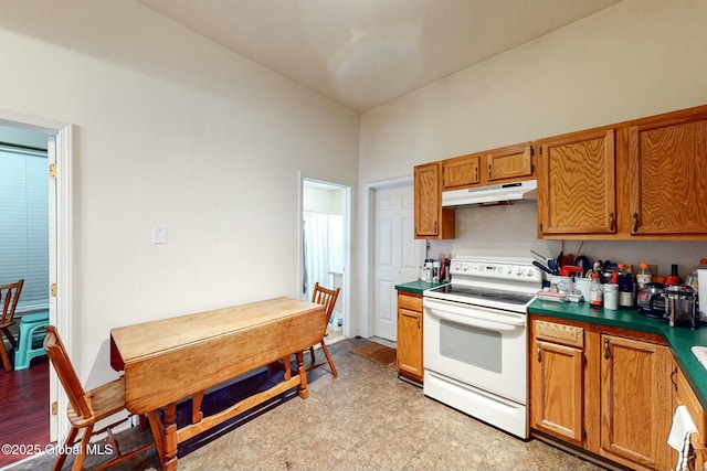 kitchen with white electric range oven