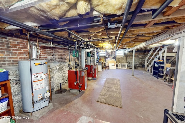 basement with water heater