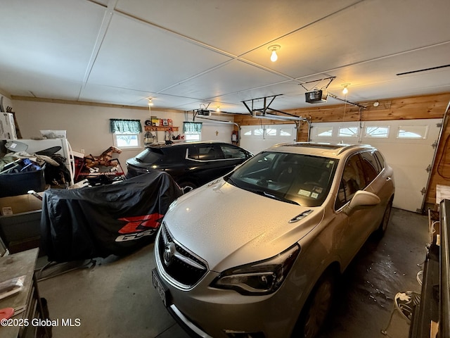 garage with a garage door opener