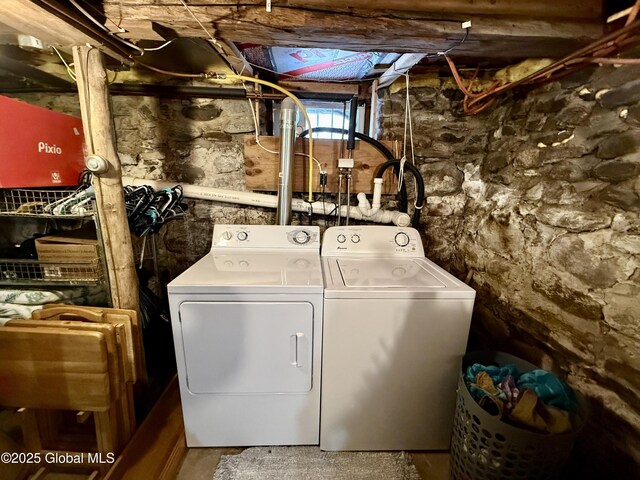 washroom featuring independent washer and dryer