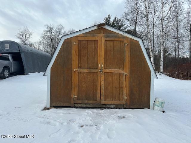 view of snow covered structure