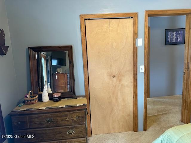 interior space featuring light colored carpet