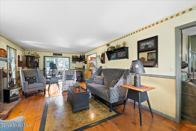 living room with hardwood / wood-style floors