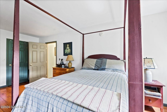 bedroom with light hardwood / wood-style flooring