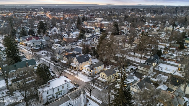 view of aerial view at dusk