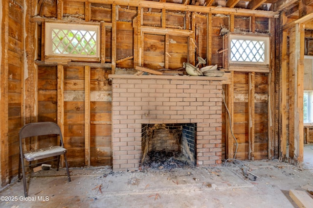 interior space with a fireplace